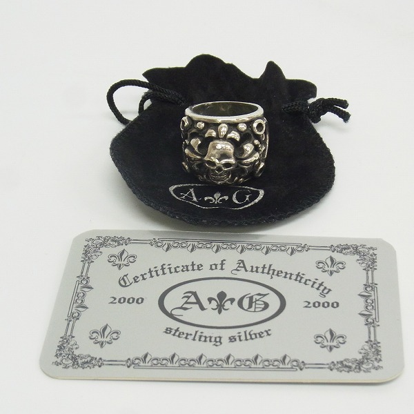 実際に弊社で買取させて頂いた【ギャラ付】A&G/エーアンドジー スカルオンクロス リング 16号の画像 8枚目