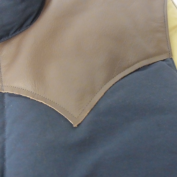実際に弊社で買取させて頂いたSUGAR CANE/シュガーケーン ダウンベスト  レザーヨーク/ネイビー/SC12340/XLの画像 7枚目