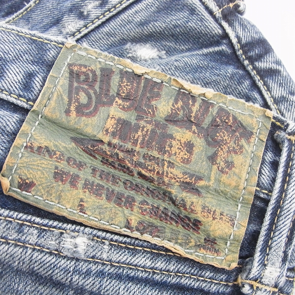 実際に弊社で買取させて頂いたBLUE BLUE/ブルーブルー リペア加工 クラッシュデニムパンツ インディゴ 31の画像 2枚目