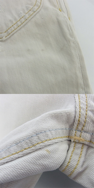 実際に弊社で買取させて頂いたBLUE BLUE/ブルーブルー リペア加工 クラッシュデニムパンツ ホワイト 31の画像 8枚目