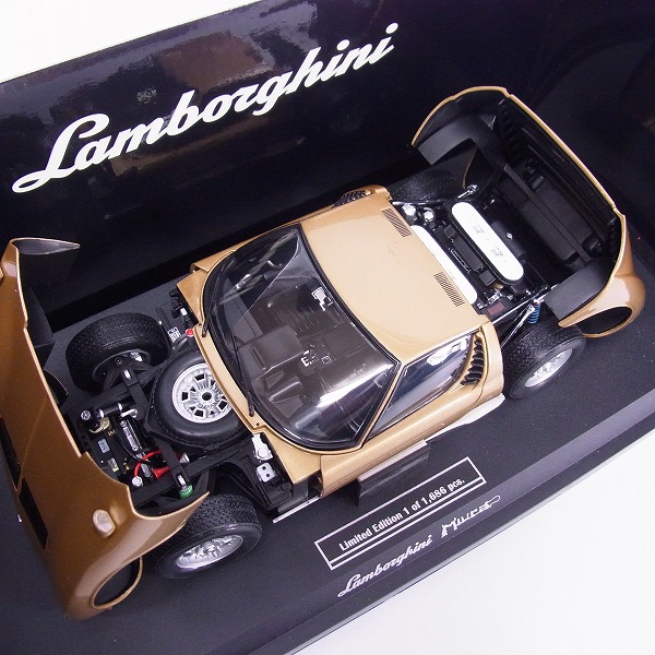 実際に弊社で買取させて頂いたKYOSHO/京商 ランボルギーニ ミウラ P400 ゴールド 1686台限定 1/18の画像 3枚目