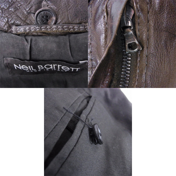 実際に弊社で買取させて頂いたNeil Barrett/ニールバレット レザー/牛革 シングルレザージャケット/Sの画像 6枚目