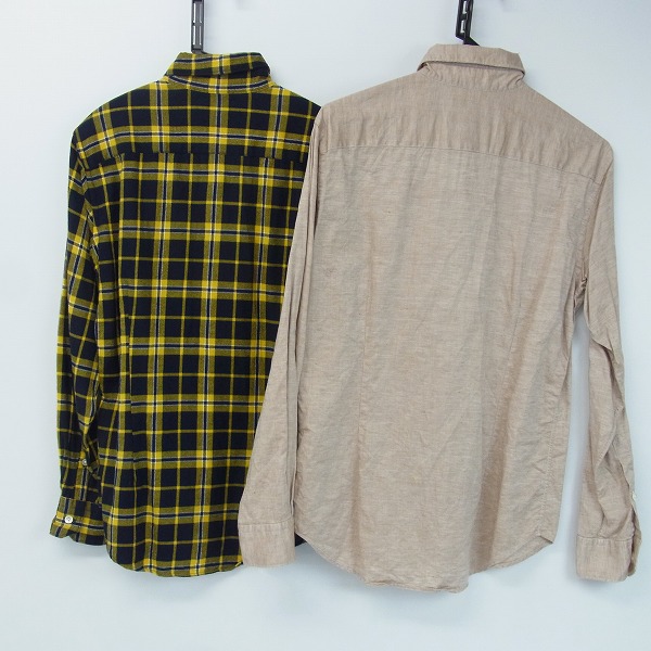 実際に弊社で買取させて頂いたEDIFICE/エディフィス チェック/コットン/リネン シャツ 44 2点セットの画像 1枚目