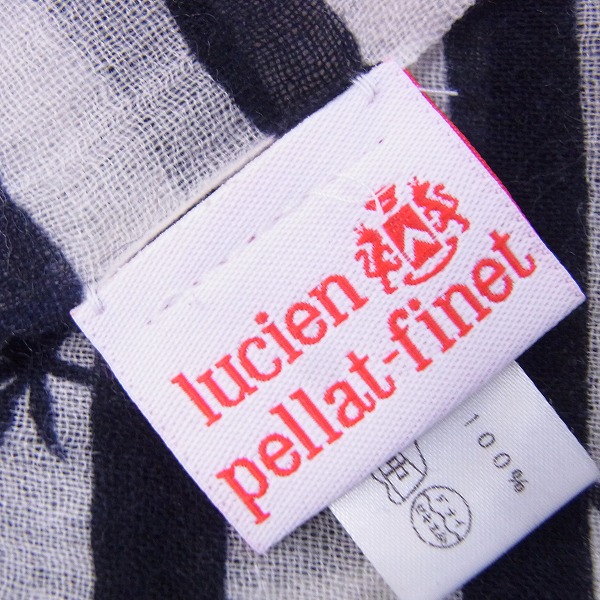 実際に弊社で買取させて頂いたlucien pellat-finet/ルシアンペラフィネ カシミヤ ボーダーストール ガンジャ&スカルの画像 1枚目