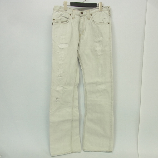 実際に弊社で買取させて頂いたBLUE BLUE/ブルーブルー リペア加工 クラッシュデニムパンツ ホワイト 31