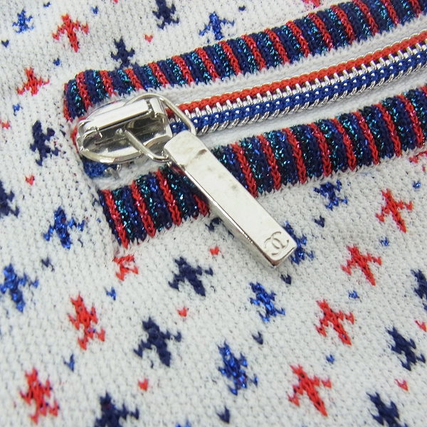 美品 シャネル 16SS エアライン 飛行機柄 ニット ミニスカート トリコロール 36(24541 シャネル セーター CHANEL ホワイト レッド ブルー 飛行機 ニット