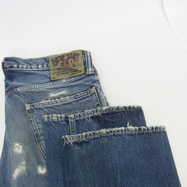 実際に弊社で買取させて頂いたBLUE BLUE/ブルーブルー リペア加工 クラッシュデニムパンツ インディゴ 31の画像 9枚目