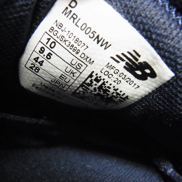 実際に弊社で買取させて頂いた【未使用】NEW BALANCE/ニューバランス 17SS スニーカー MRL005NW/28の画像 5枚目