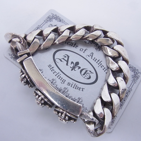 実際に弊社で買取させて頂いた【ギャラ付き】A&G/エーアンドジー 3スカル IDブレスレット SV