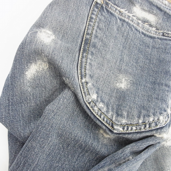実際に弊社で買取させて頂いたBLUE BLUE/ブルーブルー リペア加工 クラッシュデニムパンツ インディゴ 31の画像 7枚目