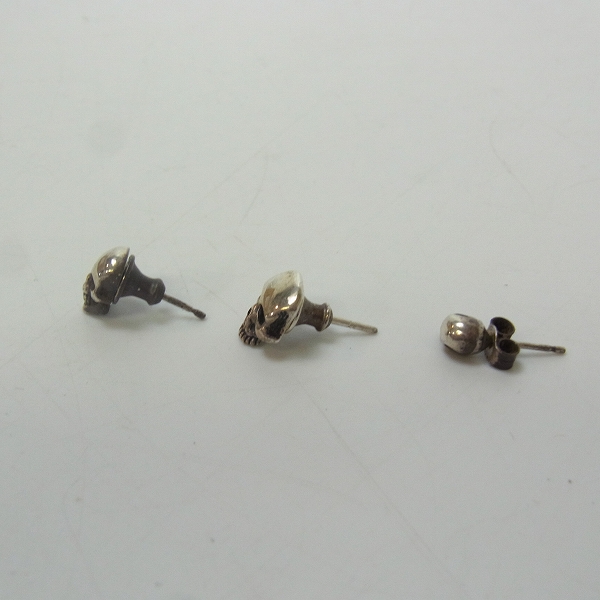 実際に弊社で買取させて頂いたCRAZY PIG DESIGNS/クレイジーピッグ スカル スタッドピアス 3点セットの画像 4枚目