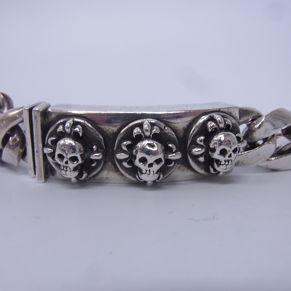 実際に弊社で買取させて頂いた【ギャラ付き】A&G/エーアンドジー 3スカル IDブレスレット SVの画像 1枚目