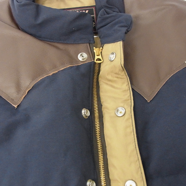 実際に弊社で買取させて頂いたSUGAR CANE/シュガーケーン ダウンベスト  レザーヨーク/ネイビー/SC12340/XLの画像 3枚目