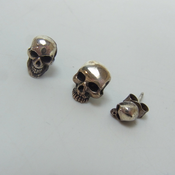 実際に弊社で買取させて頂いたCRAZY PIG DESIGNS/クレイジーピッグ スカル スタッドピアス 3点セット