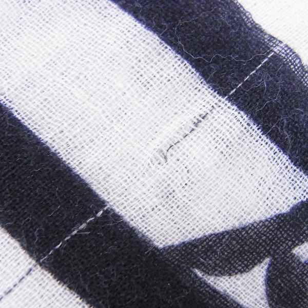 実際に弊社で買取させて頂いたlucien pellat-finet/ルシアンペラフィネ カシミヤ ボーダーストール ガンジャ&スカルの画像 5枚目