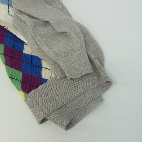 実際に弊社で買取させて頂いた【未使用】J.LINDEBERG/J.リンドバーグ Vネックセーター 071-11311 46サイズ アーガイル グレーの画像 6枚目