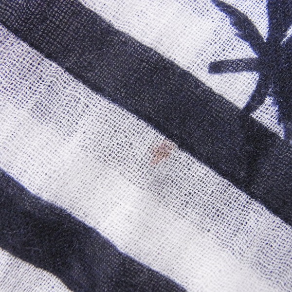 実際に弊社で買取させて頂いたlucien pellat-finet/ルシアンペラフィネ カシミヤ ボーダーストール ガンジャ&スカルの画像 4枚目