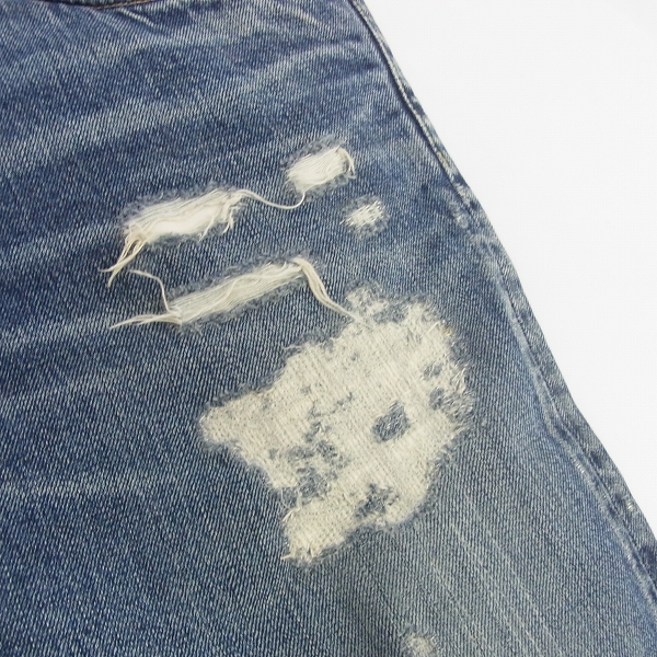 実際に弊社で買取させて頂いたBLUE BLUE/ブルーブルー リペア加工 クラッシュデニムパンツ インディゴ 31の画像 8枚目
