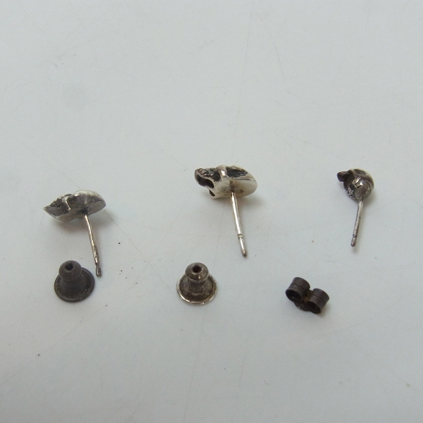 実際に弊社で買取させて頂いたCRAZY PIG DESIGNS/クレイジーピッグ スカル スタッドピアス 3点セットの画像 6枚目