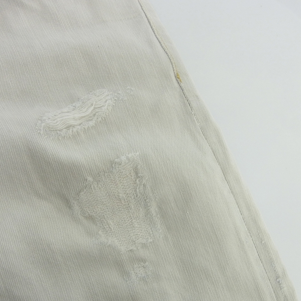 実際に弊社で買取させて頂いたBLUE BLUE/ブルーブルー リペア加工 クラッシュデニムパンツ ホワイト 31の画像 7枚目