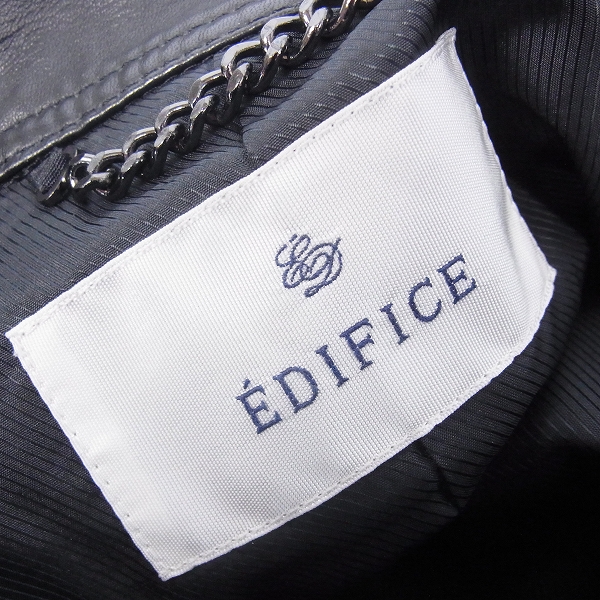 実際に弊社で買取させて頂いたEDIFICE/エディフィス 羊革/シープスキン シングルレザーライダース 44の画像 2枚目