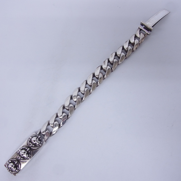 実際に弊社で買取させて頂いた【ギャラ付き】A&G/エーアンドジー 3スカル IDブレスレット SVの画像 2枚目