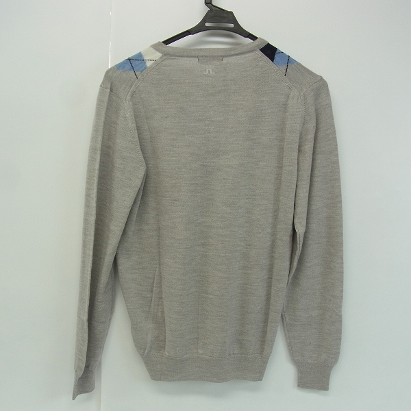 実際に弊社で買取させて頂いた【未使用】J.LINDEBERG/J.リンドバーグ Vネックセーター 071-11311 46サイズ アーガイル グレーの画像 1枚目