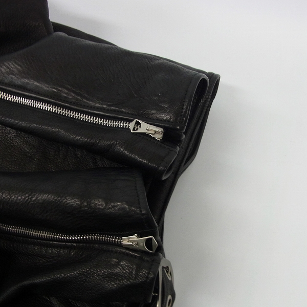 実際に弊社で買取させて頂いたGOLDEN GOOSE DELUXE BRAND/ゴールデングース カウレザー ヴィンテージ加工 ダブルライダース NEW KILT G29MP537/XLの画像 7枚目