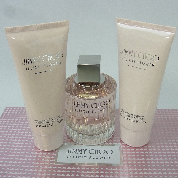 実際に弊社で買取させて頂いたJimmy Choo/ジミーチュウ ILLICIT FLOWER/イリシット フラワー ギフト オードトワレ/ボディーローション/シャワージェル