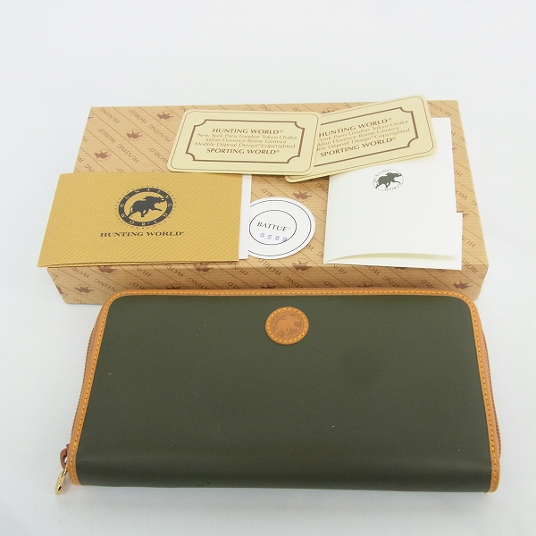 実際に弊社で買取させて頂いたHUNTING WORLD/ハンティングワールド ラウンドファスナー長財布 HW-82710ABATTUEOR-GRNの画像 9枚目