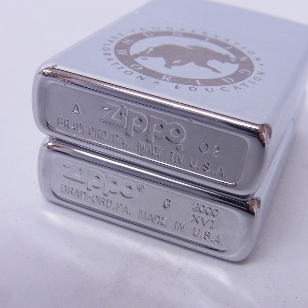 実際に弊社で買取させて頂いたZIPPO/ジッポー HUNTING WORLD/ハンティングワールド 鏡面加工 02/03年製 2点セット の画像 2枚目