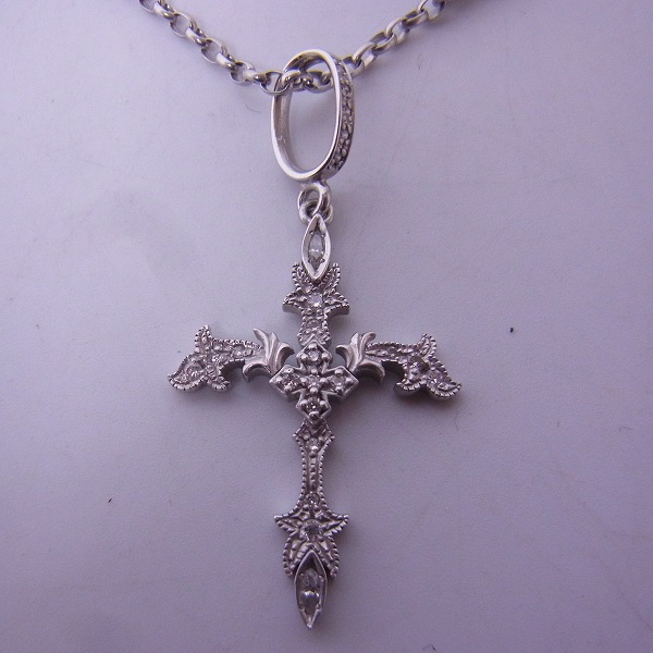 実際に弊社で買取させて頂いたLoreeRodkin/ローリーロドキン K18WG ダイヤ入ネイティブクロスペンダント/wダイヤミックスチェーン の画像 1枚目