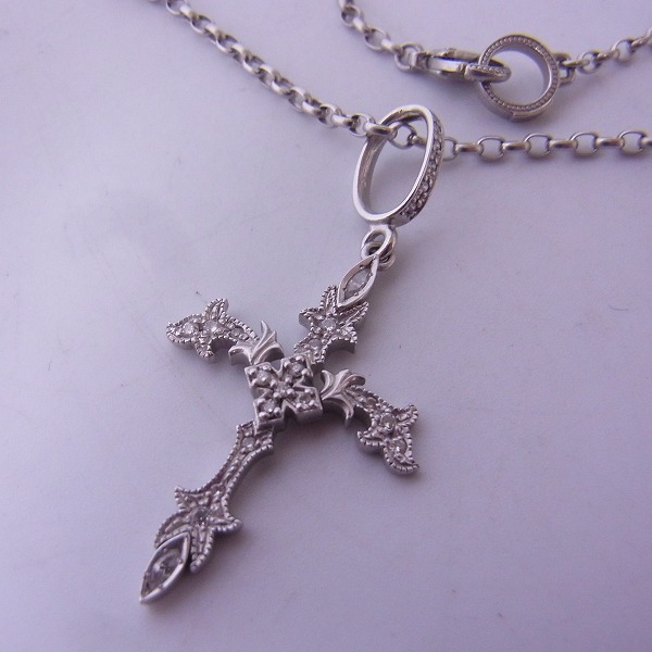 実際に弊社で買取させて頂いたLoreeRodkin/ローリーロドキン K18WG ダイヤ入ネイティブクロスペンダント/wダイヤミックスチェーン 