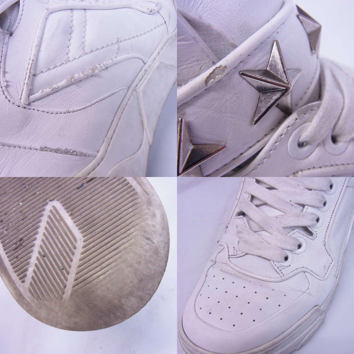 実際に弊社で買取させて頂いたGIVENCHY/ジバンシィ 15SS スタースタッズ レザー ハイカットスニーカー/40の画像 6枚目
