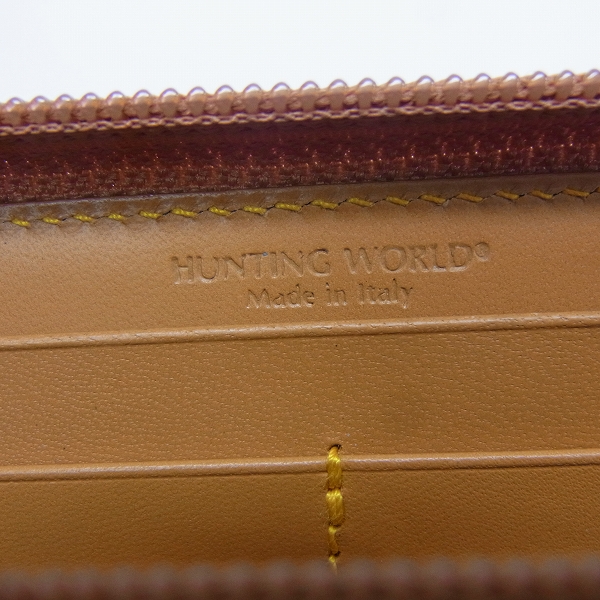 実際に弊社で買取させて頂いたHUNTING WORLD/ハンティングワールド ラウンドファスナー長財布 HW-82710ABATTUEOR-GRNの画像 3枚目