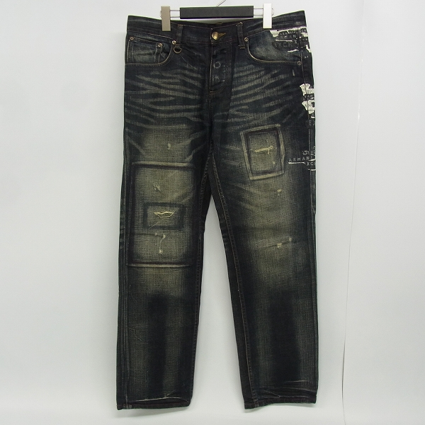 実際に弊社で買取させて頂いたARMANI EXCHANGE/アルマーニエクスチェンジ ダメージ加工 プリント デニムパンツ 31