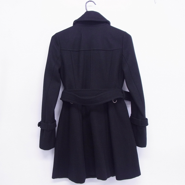 実際に弊社で買取させて頂いたBURBERRY BLUE LABEL/バーバリーブルーレーベル ウール トレンチコート 裏地チェック ブラック/36の画像 1枚目