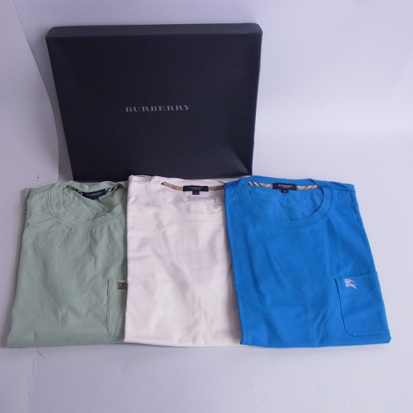 実際に弊社で買取させて頂いたBURBERRY LONDON/バーバリーロンドン クルーネック ポケットTシャツ 3点セット L