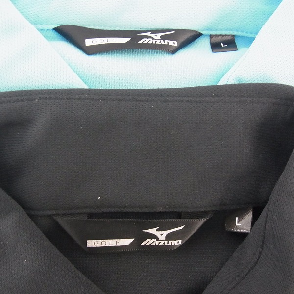実際に弊社で買取させて頂いた【未使用】MIZUNO/ミズノ ゴルフウェア 半袖 プルオーバーシャツ 黒/紺 L 2点セットの画像 1枚目
