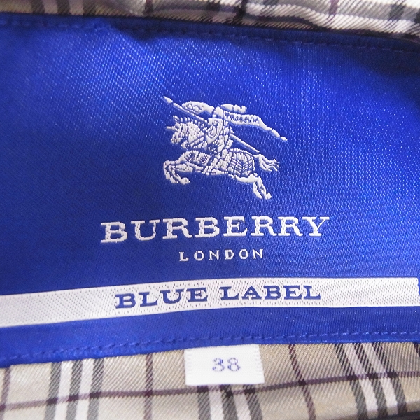 実際に弊社で買取させて頂いたBURBERRY BLUE LABEL/バーバリーブルーレーベル ウール コート 裏地チェック ベージュ/38の画像 2枚目