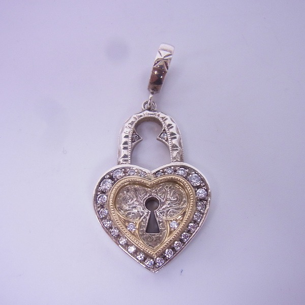 実際に弊社で買取させて頂いた【ギャラ付き】LoreeRodkin/ローリーロドキン ハートロック ペンダントトップ SV925×K18YG/01P656B-786の画像 1枚目