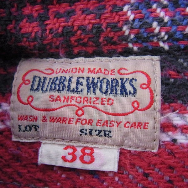 実際に弊社で買取させて頂いたDubbleworks/ダブルワークス ウェアハウス チェック柄ヘビーネルシャツ/コットンシャツ 38の画像 2枚目