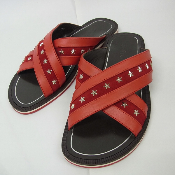 実際に弊社で買取させて頂いたJIMMY CHOO/ジミーチュウ スタースタッズ シャイニーカーフレザーサンダル 42