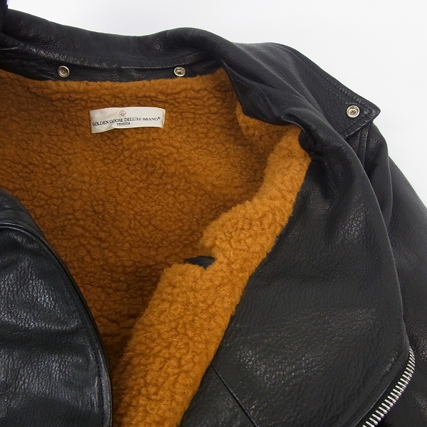 実際に弊社で買取させて頂いたGOLDEN GOOSE DELUXE BRAND/ゴールデングース カウレザー ヴィンテージ加工 ダブルライダース NEW KILT G29MP537/XLの画像 6枚目