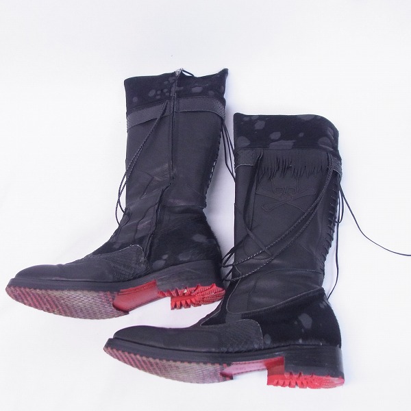 実際に弊社で買取させて頂いたHIROMU TAKAHARA/ヒロムタカハラ ミックスレザーロングブーツ/42の画像 3枚目