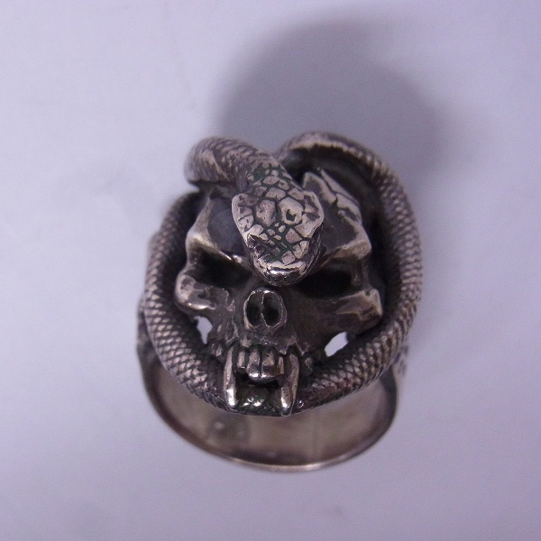 実際に弊社で買取させて頂いた【ギャラ付き】CRAZY PIG DESIGNS/クレイジーピッグ スカル＆スネークリング/29号の画像 1枚目