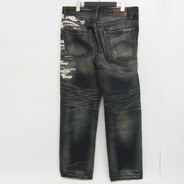 実際に弊社で買取させて頂いたARMANI EXCHANGE/アルマーニエクスチェンジ ダメージ加工 プリント デニムパンツ 31の画像 1枚目