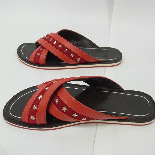 実際に弊社で買取させて頂いたJIMMY CHOO/ジミーチュウ スタースタッズ シャイニーカーフレザーサンダル 42の画像 3枚目