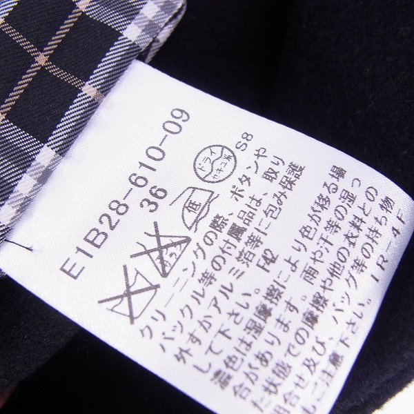実際に弊社で買取させて頂いたBURBERRY BLUE LABEL/バーバリーブルーレーベル ウール トレンチコート 裏地チェック ブラック/36の画像 4枚目