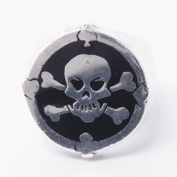 実際に弊社で買取させて頂いたCRAZY PIG/クレイジーピッグ エナメル スカル＆クロスボーン+4エース リング 17.5号の画像 1枚目